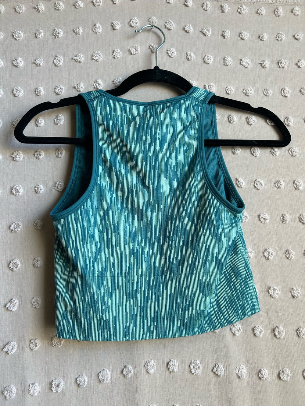 Athleta Aurora Seamless Crop Rib Tank Sz S Blue Abstract - Picture 2 of 4